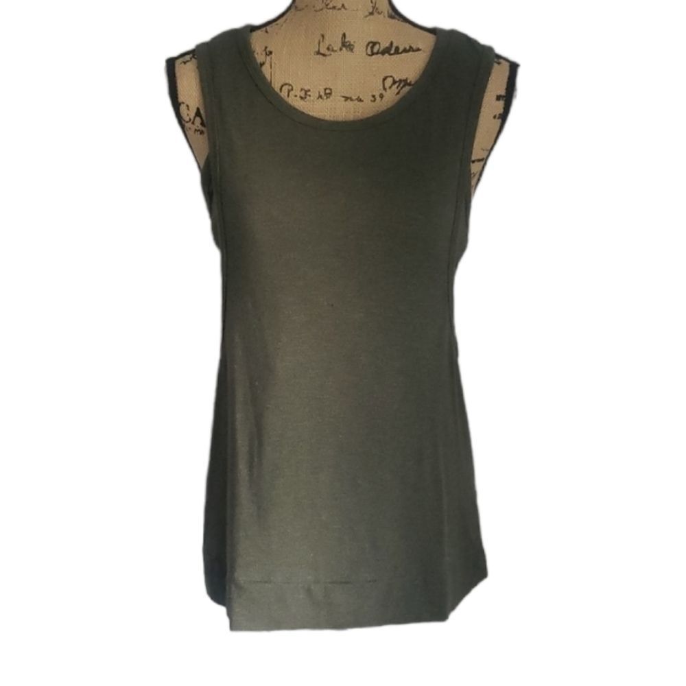 Splendid Olive Green Cut Out Layered Tank Top